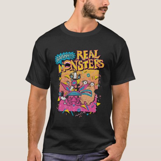 ああ実在あモンスタクラシックーズレトロポスター Tシャツ (正面)