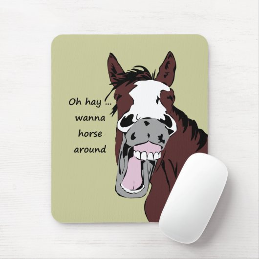 ああ干し草ののまわりに馬おもしろい引用文おもしろい馬 マウスパッド (マウス)