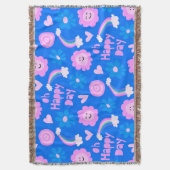 ああ幸せな日 | rainbows花ピンク色 スローブランケット (正面縦)