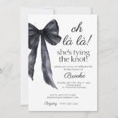 ああ彼女は結び目ブラックボウブライダルシャワー 招待状 (正面)