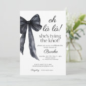 ああ彼女は結び目ブラックボウブライダルシャワー 招待状 (スタンド正面)