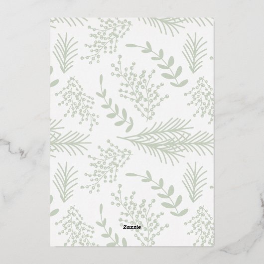 ああ押されたおもしろい金ゴールド |緑 |クリスマスフォト 箔シーズンカード (裏面)