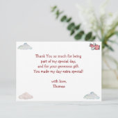 ああ時間が飛ぶレトロな飛行機男の子の誕生日 サンキューカード (スタンド正面)