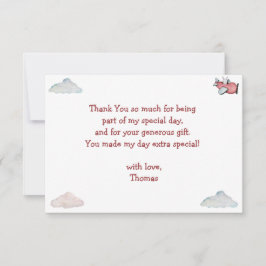 ああ時間が飛ぶレトロな飛行機男の子の誕生日 サンキューカード