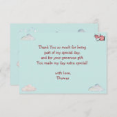 ああ時間が飛ぶレトロな飛行機男の子の誕生日 サンキューカード (正面/裏面)