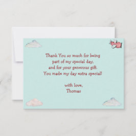 ああ時間が飛ぶレトロな飛行機男の子の誕生日 サンキューカード