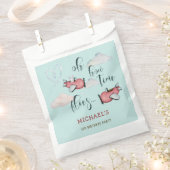 ああ時間が飛ぶレトロな飛行機男の子の誕生日 フェイバーバッグ (クリップ留めされた状態)