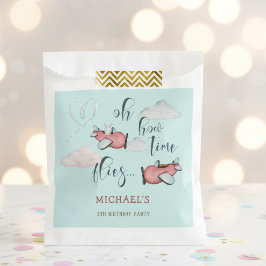 ああ時間が飛ぶレトロな飛行機男の子の誕生日 フェイバーバッグ