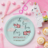 ああ時間が飛ぶレトロな飛行機男の子の誕生日 ペーパープレート (パーティー)