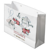 ああ時間が飛ぶレトロな飛行機男の子の誕生日 ラージペーパーバッグ (正面アングル)