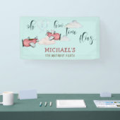 ああ時間が飛ぶレトロな飛行機男の子の誕生日 横断幕 (トレードショー)