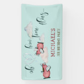 ああ時間が飛ぶレトロな飛行機男の子の誕生日 横断幕 (縦)