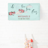 ああ時間が飛ぶレトロな飛行機男の子の誕生日 横断幕 (インサイチュ)