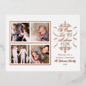 ああ来あ彼を崇拝しよう4写真クリスマス 箔シーズンポストカード (正面)