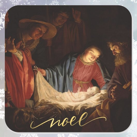 ああ来彼を崇拝しようベビーイエス出生 スクエアシール