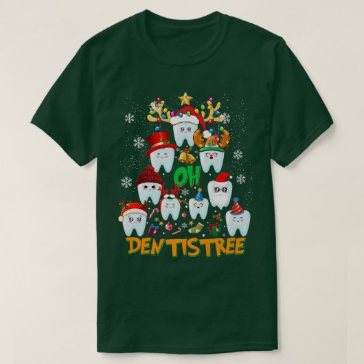 ああ歯科おもしろいクリスマスツリー歯科衛生 Tシャツ (デザイン正面)