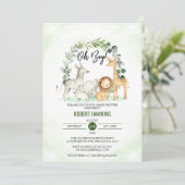 ああ男の子かわいいジャングルサファリ動物の赤ちゃんシャワー 招待状 (スタンド正面)