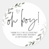 ああ男の子かわいい赤ちゃんシャワーパーティーお母さんがクラになること ラウンドシール (正面)