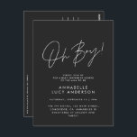 ああ男の子のシャワーのスクリプトブラックエレガント ポストカード<br><div class="desc">ああ男の子のシャワーモダンスクリプト黒エレガントパーティの招待状デザイン。理想的男女兼用デザイン。</div>