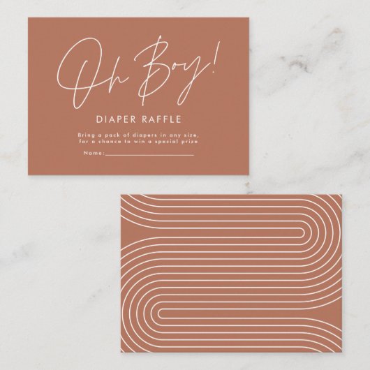 ああ男の子のスクリプトterracotta赤ちゃんシャワーおむつラッフル ノートカード (正面/裏面)