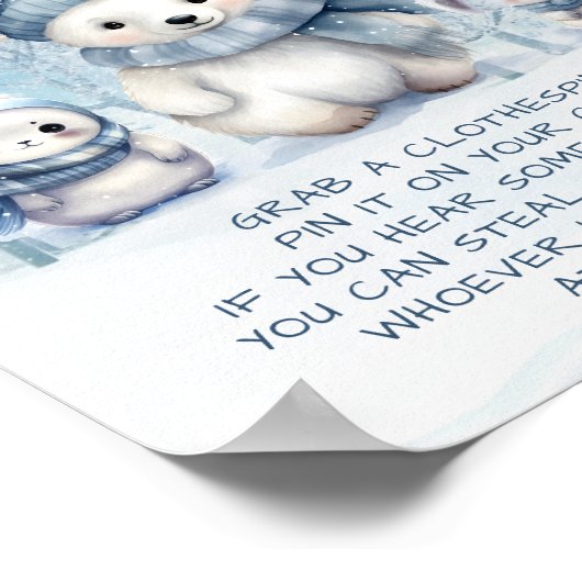 ああ男の子の冬の赤ちゃんシャワー言わないベビーゲーム ポスター (角)