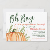 ああ男の子の小さなカボチャは赤ちゃんシャワーの途中にある 招待状 (正面)