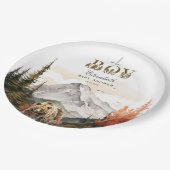 ああ男の子の水色秋のクマ山の赤ちゃんシャワー ペーパープレート (アングル)