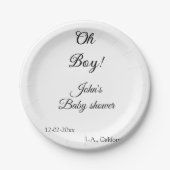 ああ男の子の赤ちゃんシャワー名を追加する日付年会開催日 ペーパープレート (正面)