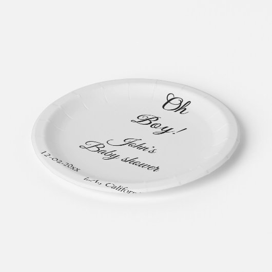 ああ男の子の赤ちゃんシャワー名を追加する日付年会開催日 ペーパープレート (アングル)