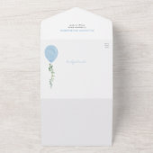 ああ男の子の青い風船モダン緑の赤ちゃんシャワーA オールインワン招待状 (外側)