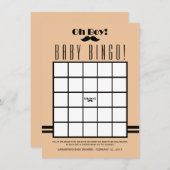 ああ男の子の黒い口ひげ赤ちゃんシャワービンゴ 招待状 (正面/裏面)