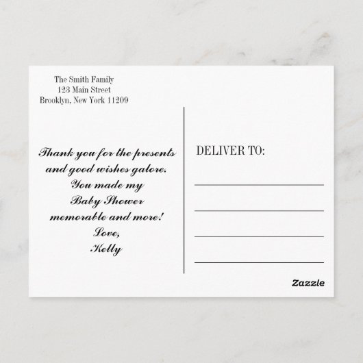 ああ男の子ひげ赤ちゃんシャワーありがとうポストカード ポストカード (裏面)