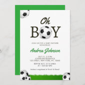 ああ男の子サッカーボール草の選手コーチ赤ちゃんシャワー セーブザデート (正面/裏面)