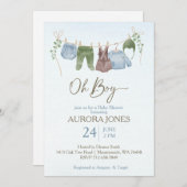 ああ男の子ボホ服ベビーシャワー 招待状 (正面/裏面)