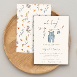 ああ男の子ボホ水色の赤ちゃん服ブルーシャワー 招待状