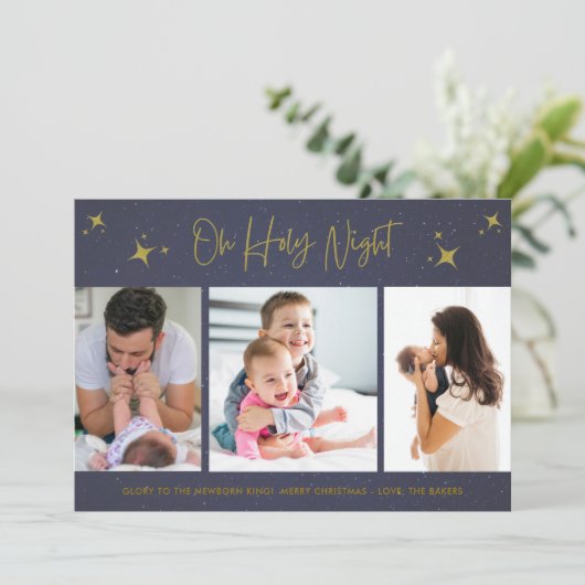 ああ聖なる夜の宗教的3つの写真家族 シーズンカード (スタンド正面)