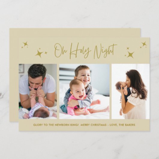 ああ聖なる夜の宗教的3つの写真家族 シーズンカード (正面/裏面)