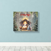 ああ聖なる夜：永遠の出生シーン キャンバスプリント (インサイチュ (ウッドフロア))