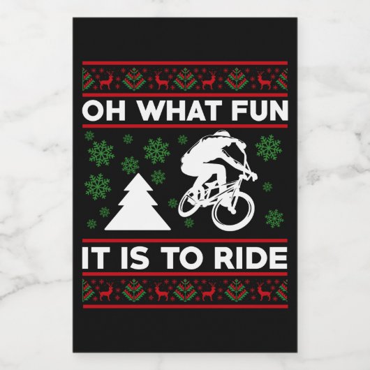 ああ自転車のクリスマスに乗るなんておもしろいなんだろう ワインラベル (シングルラベル)