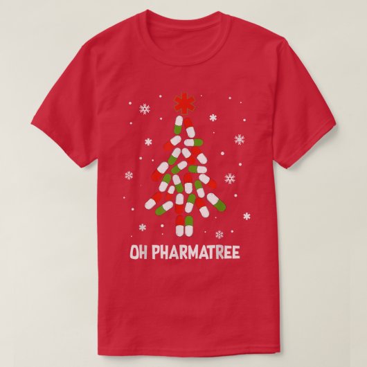 ああ製薬会社ピルクリスマスツリーライト薬局 Tシャツ (デザイン正面)