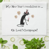 ああ見て！シャンパン!年末年始の猫 キッチンタオル (折り畳み)