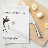 ああ見て！シャンパン!年末年始の猫 キッチンタオル (四つ折り)