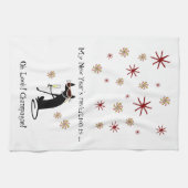 ああ見て！シャンパン!年末年始の猫 キッチンタオル (横)