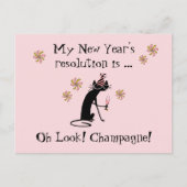 ああ見て!シャンパン!年末年始の猫 シーズンポストカード (正面)