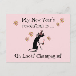 ああ見て！シャンパン!年末年始の猫 シーズンポストカード