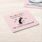 ああ見て!シャンパン!年末年始の猫 スクエアペーパーコースター (アングル)