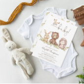 ああ赤ちゃんシャワーウッドランドかわいい動物 招待状