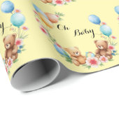 ああ赤ちゃんシャワーテディーズ&バルーン ラッピングペーパー (ロールコーナー)