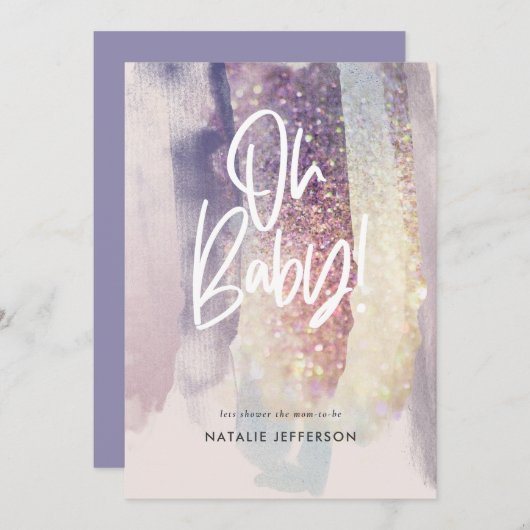 ああ赤ちゃんシャワーパーティーグリッター輝く上品 (正面/裏面)