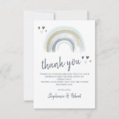 ああ赤ちゃんシャワーブルーボーホレインボーありがとう サンキューカード (正面)